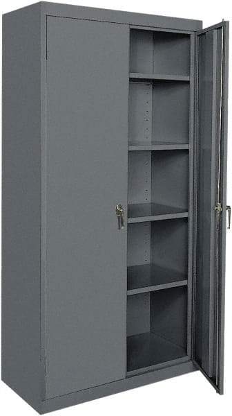Sandusky Lee - 5 Shelf Locking Storage Cabinet - Steel, 36" Wide x 24" Deep x 78" High, Charcoal Gray - Exact Tool & Supply