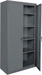 Sandusky Lee - 5 Shelf Locking Storage Cabinet - Steel, 36" Wide x 24" Deep x 78" High, Charcoal Gray - Exact Tool & Supply