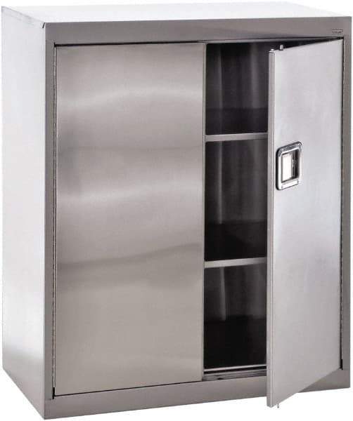 Sandusky Lee - 3 Shelf Locking Storage Cabinet - Stainless Steel, 36" Wide x 18" Deep x 42" High - Exact Tool & Supply