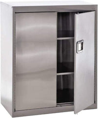 Sandusky Lee - 3 Shelf Locking Storage Cabinet - Stainless Steel, 36" Wide x 18" Deep x 42" High - Exact Tool & Supply