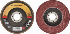 3M - 80 Grit, 4-1/2" Disc Diam, 7/8" Center Hole, Type 27 Ceramic Flap Disc - 13,300 Max RPM, Cloth Backing, Arbor Attaching System, Coated - Exact Tool & Supply