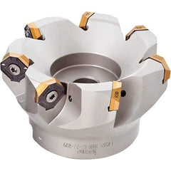Iscar - 5.37" Cut Diam, 1-1/2" Arbor Hole, 0.18" Max Depth of Cut, 50° Indexable Chamfer & Angle Face Mill - 12 Inserts, IQ845 SYHU 07.. Insert, Right Hand Cut, Through Coolant, Series DoveIQMill - Exact Tool & Supply