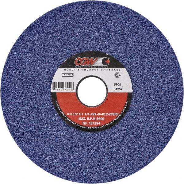 Camel Grinding Wheels - 14" Diam x 5" Hole x 1-1/2" Thick, H Hardness, 46 Grit Surface Grinding Wheel - Ceramic, Type 1, Medium Grade, Vitrified Bond, No Recess - Exact Tool & Supply