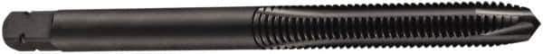 DORMER - M4x0.50 Metric Fine, 3 Flute, Oxide Finish, Cobalt Spiral Point Tap - Plug Chamfer, Right Hand Thread, 53mm OAL, 17mm Thread Length, 4mm Shank Diam, 6H Class of Fit, Series E011 - Exact Tool & Supply