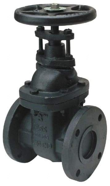 Legend Valve - 2" Pipe, Class 125, Flanged Cast Iron Solid Wedge Stem Gate Valve - 200 WOG, 125 WSP, Bolted Bonnet - Exact Tool & Supply