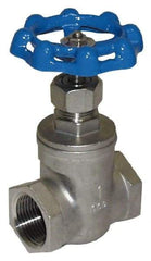 Legend Valve - 2" Pipe, Threaded Stainless Steel Solid Wedge Stem Gate Valve - 600 WOG, 125 WSP, Bolted Bonnet - Exact Tool & Supply