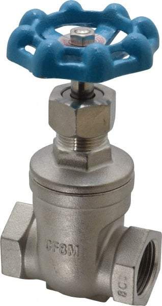 Legend Valve - 3/4" Pipe, Threaded Stainless Steel Solid Wedge Stem Gate Valve - 600 WOG, 125 WSP - Exact Tool & Supply