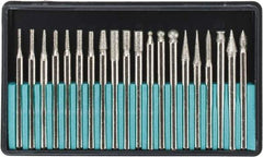 Value Collection - 20 Piece Diamond Abrasive Grinding Pin Set - Includes 1-3/4" Diam Long x 1/8" Diam Shank - Exact Tool & Supply