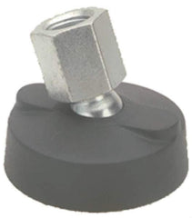Gibraltar - 5000 Lb Capacity, 3/4-10 Thread, 1-5/8" OAL, Stainless Steel Stud, Tapped Pivotal Socket Mount Leveling Mount - Material Grade 303, 3" Base Diam, Elastomer Pad - Exact Tool & Supply