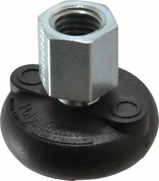 Gibraltar - 4000 Lb Capacity, 5/8-11 Thread, 1-5/8" OAL, Steel Stud, Tapped Pivotal Socket Mount Leveling Mount - Material Grade 1214, 2" Base Diam, Steel Pad - Exact Tool & Supply