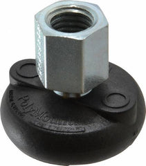 Gibraltar - 4000 Lb Capacity, 5/8-11 Thread, 1-5/8" OAL, Steel Stud, Tapped Pivotal Socket Mount Leveling Mount - Material Grade 1214, 2" Base Diam, Steel Pad - Exact Tool & Supply