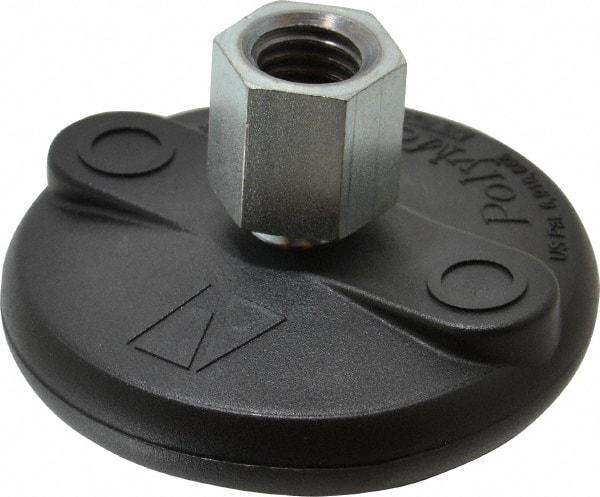Gibraltar - 5000 Lb Capacity, 5/8-11 Thread, 1-5/8" OAL, Steel Stud, Tapped Pivotal Socket Mount Leveling Mount - Material Grade 1214, 3" Base Diam, Steel Pad - Exact Tool & Supply