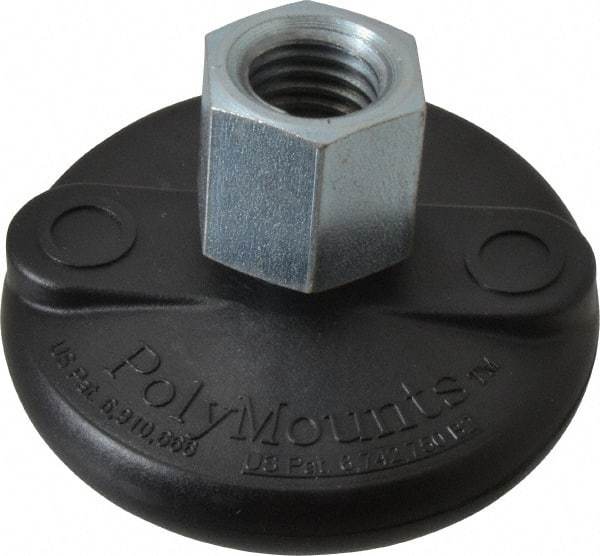 Gibraltar - 5000 Lb Capacity, 3/4-10 Thread, 1-5/8" OAL, Steel Stud, Tapped Pivotal Socket Mount Leveling Mount - Material Grade 1214, 3" Base Diam, Steel Pad - Exact Tool & Supply