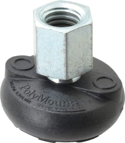 Gibraltar - 4000 Lb Capacity, 5/8-11 Thread, 1-5/8" OAL, Steel Stud, Tapped Pivotal Socket Mount Leveling Mount - Material Grade 1214, 2" Base Diam, Elastomer Pad - Exact Tool & Supply