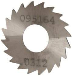 Made in USA - 1" Diam x 0.0313" Blade Thickness x 3/8" Arbor Hole Diam, 20 Tooth Slitting and Slotting Saw - Arbor Connection, Right Hand, Uncoated, Solid Carbide, Concave Ground - Exact Tool & Supply