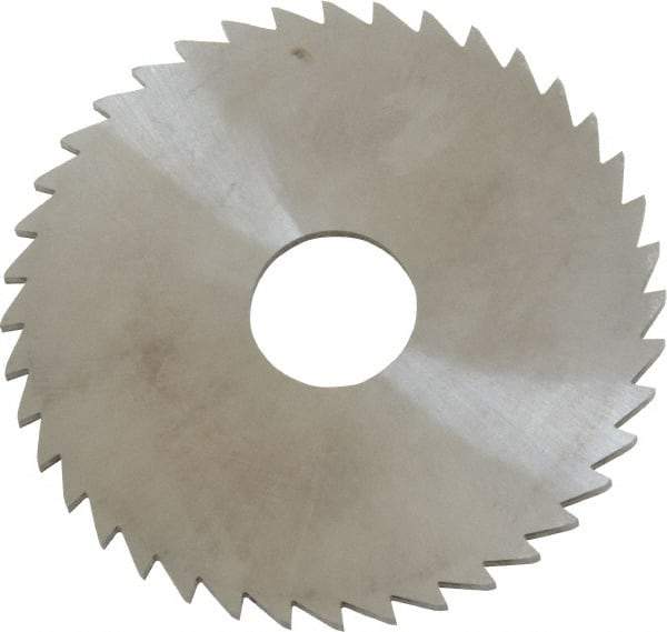 Made in USA - 2" Diam x 1/16" Blade Thickness x 1/2" Arbor Hole Diam, 40 Tooth Slitting and Slotting Saw - Arbor Connection, Right Hand, Uncoated, Solid Carbide, 5° Rake, Concave Ground - Exact Tool & Supply