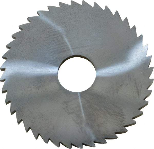 Made in USA - 2" Diam x 1/8" Blade Thickness x 1/2" Arbor Hole Diam, 40 Tooth Slitting and Slotting Saw - Arbor Connection, Right Hand, Uncoated, Solid Carbide, 5° Rake, Concave Ground - Exact Tool & Supply