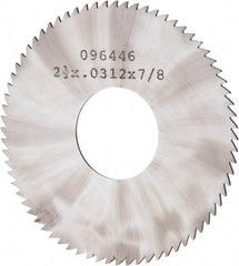 Made in USA - 2-1/2" Diam x 0.0313" Blade Thickness x 7/8" Arbor Hole Diam, 72 Tooth Slitting and Slotting Saw - Arbor Connection, Solid Carbide, Concave Ground - Exact Tool & Supply