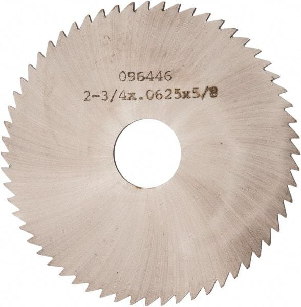 Made in USA - 2-3/4" Diam x 1/16" Blade Thickness x 5/8" Arbor Hole Diam, 60 Tooth Slitting and Slotting Saw - Arbor Connection, Solid Carbide, Concave Ground - Exact Tool & Supply