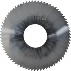 Made in USA - 3" Diam x 1/16" Blade Thickness x 1" Arbor Hole Diam, 72 Tooth Slitting and Slotting Saw - Arbor Connection, Right Hand, Uncoated, Solid Carbide, 5° Rake, Concave Ground - Exact Tool & Supply