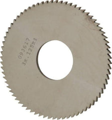 Made in USA - 3" Diam x 1/8" Blade Thickness x 1" Arbor Hole Diam, 72 Tooth Slitting and Slotting Saw - Arbor Connection, Right Hand, Uncoated, Solid Carbide, 5° Rake, Concave Ground - Exact Tool & Supply