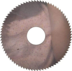 Made in USA - 4" Diam x 1/16" Blade Thickness x 1" Arbor Hole Diam, 80 Tooth Slitting and Slotting Saw - Arbor Connection, Right Hand, Uncoated, Solid Carbide, 5° Rake, Concave Ground - Exact Tool & Supply