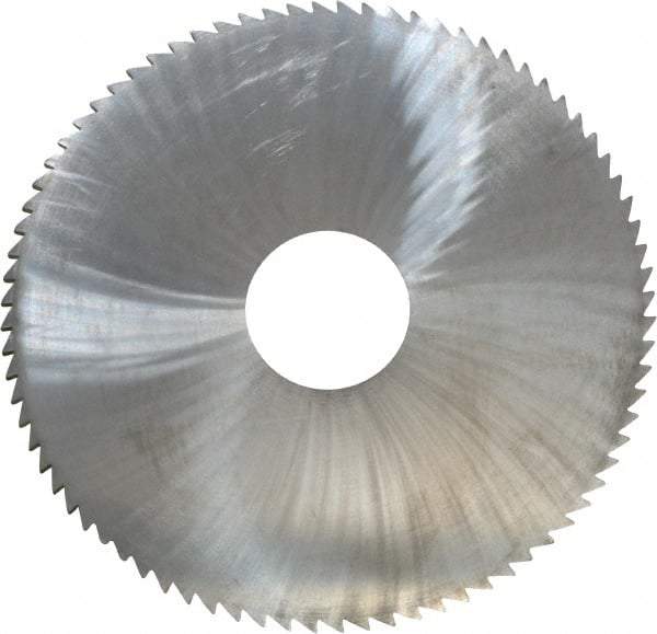 Made in USA - 4" Diam x 0.0938" Blade Thickness x 1" Arbor Hole Diam, 80 Tooth Slitting and Slotting Saw - Arbor Connection, Right Hand, Uncoated, Solid Carbide, 5° Rake, Concave Ground - Exact Tool & Supply