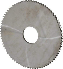 Made in USA - 4" Diam x 1/8" Blade Thickness x 1" Arbor Hole Diam, 80 Tooth Slitting and Slotting Saw - Arbor Connection, Right Hand, Uncoated, Solid Carbide, 5° Rake, Concave Ground - Exact Tool & Supply