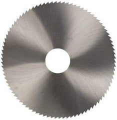 Made in USA - 5" Diam x 1/16" Blade Thickness x 1" Arbor Hole Diam, 100 Tooth Slitting and Slotting Saw - Arbor Connection, Right Hand, Uncoated, Solid Carbide, 5° Rake, Concave Ground - Exact Tool & Supply