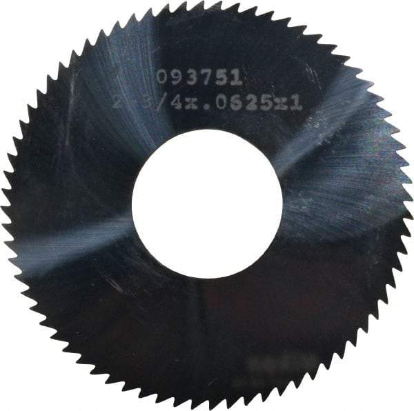 Made in USA - 2-3/4" Diam x 1/16" Blade Thickness x 1" Arbor Hole Diam, 72 Tooth Slitting and Slotting Saw - Arbor Connection, Uncoated, Solid Carbide, Concave Ground - Exact Tool & Supply