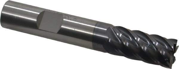 RobbJack - 1/2", 6 Flute, Single End, Solid Carbide, 0.0060 - 0.0090" Corner Radius End Mill - 3" OAL, 40° Helix, Right Hand Flute, 1" LOC, Right Hand Cut - Exact Tool & Supply
