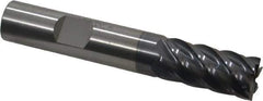 RobbJack - 1/2", 6 Flute, Single End, Solid Carbide, 0.0060 - 0.0090" Corner Radius End Mill - 3" OAL, 40° Helix, Right Hand Flute, 1" LOC, Right Hand Cut - Exact Tool & Supply
