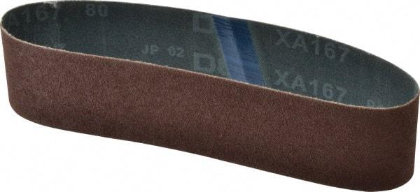 Made in USA - 2" Wide x 18-15/16" OAL, 80 Grit, Aluminum Oxide Abrasive Belt - Aluminum Oxide, Medium, Coated - Exact Tool & Supply