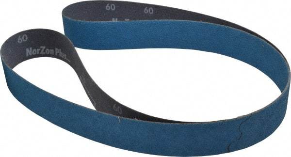 Norton - 1-1/2" Wide x 60" OAL, 60 Grit, Zirconia Alumina Abrasive Belt - Zirconia Alumina, Medium, Coated, Y Weighted Cloth Backing, Dry, Series R821 - Exact Tool & Supply