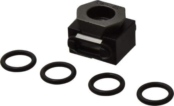 Mitee-Bite - 2,000 Lb Holding Force Single Vise Wedge Clamp - 0.79" Wide x 0.59" Deep x 3/7" High Base, 48 to 52 HRC, 0.79 to 0.98" Jaw Spread, 7 Lb/Ft Torque, 10-32 Screw Thread - Exact Tool & Supply
