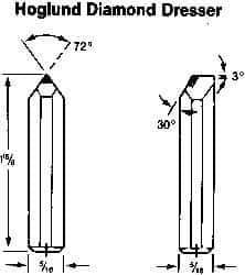 Made in USA - 0.025" Single Point Diamond Dresser - 1-1/2" Long x 5/16" Shank Diam, 72° Included Angle - Exact Tool & Supply