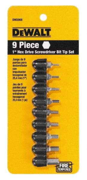 DeWALT - 9 Piece, Screwdriver Bit Set - Hex - Exact Tool & Supply
