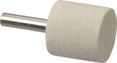 Value Collection - 1" Diam, 1/4" Shank Diam, Cylinder Shaped Mounted Bob - Rock Hard Density, 1" Head Length, Wool Felt - Exact Tool & Supply