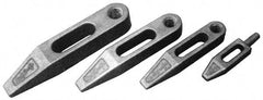 Mitee-Bite - 3/4-10 Stud, Stainless Steel, Plain Strap Clamp - 1-1/2" Travel, 7" OAL x 1.4" Wide x 1-1/16" High, Tapered Nose - Exact Tool & Supply