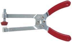 De-Sta-Co - 4448.22 N Load Capacity, 2.91" Throat Depth, 6.8" OAL, Carbon Steel, C Style Plier Clamp - 2.83" Max Jaw Capacity, M6x1 Spindle, 2.83" Open Throat Height, Red Handle, Spindle End - Exact Tool & Supply