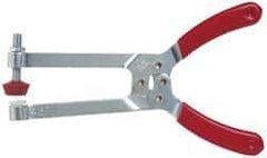 De-Sta-Co - 4448.22 N Load Capacity, 2.91" Throat Depth, 6.8" OAL, Carbon Steel, C Style Plier Clamp - 2.83" Max Jaw Capacity, M6x1 Spindle, 2.83" Open Throat Height, Red Handle, Spindle End - Exact Tool & Supply