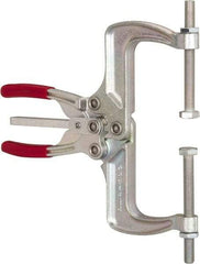 De-Sta-Co - 4448.22 N Load Capacity, 2.56" Throat Depth, 9.15" OAL, Carbon Steel, C Style Plier Clamp - 7.92" Max Jaw Capacity, M10x1.25 Spindle, 7.92" Open Throat Height, Red Handle, Spindle End - Exact Tool & Supply