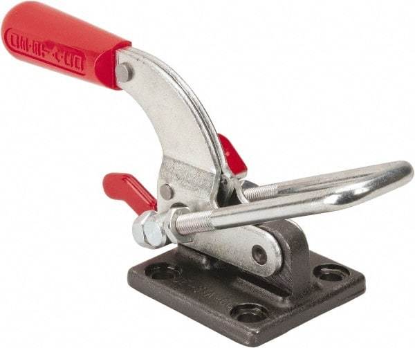 De-Sta-Co - 4,000 Lb Capacity, Horizontal, U Hook, Flanged Base, Carbon Steel Pull Action Latch Clamp - 3-1/2" Drawing Movement, 10.19" OAL, Threaded U Hook, Straight Handle - Exact Tool & Supply