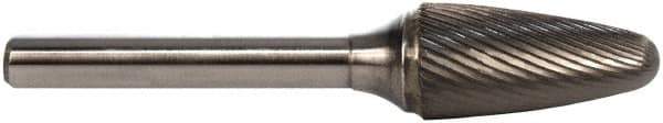 M.A. Ford - 3mm Cut Diam, 3mm Shank Diam, Tree with Radius Head Single Cut Burr - Carbide, Radius End, 12.7mm LOC, 76mm OAL - Exact Tool & Supply