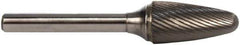 M.A. Ford - 3mm Cut Diam, 3mm Shank Diam, Tree with Radius Head Single Cut Burr - Carbide, Radius End, 12.7mm LOC, 76mm OAL - Exact Tool & Supply