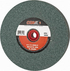 Camel Grinding Wheels - 80 Grit Silicon Carbide Bench & Pedestal Grinding Wheel - 6" Diam x 1" Hole x 1" Thick, 4456 Max RPM, I Hardness, Medium Grade , Vitrified Bond - Exact Tool & Supply
