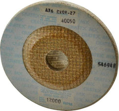 Cratex - 36 Grit, 4-1/2" Wheel Diam, 1/4" Wheel Thickness, 7/8" Arbor Hole, Type 27 Depressed Center Wheel - Aluminum Oxide, Compatible with Angle Grinder - Exact Tool & Supply