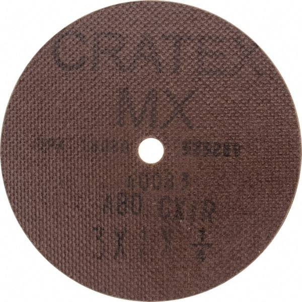 Cratex - 3" Diam 1/4" Hole 80 Grit Fiber Disc - Medium Grade, Aluminum Oxide - Exact Tool & Supply
