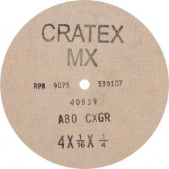 Cratex - 4" Diam 1/4" Hole 80 Grit Fiber Disc - Medium Grade, Aluminum Oxide - Exact Tool & Supply