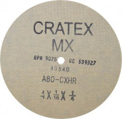 Cratex - 4" Diam 1/4" Hole 80 Grit Fiber Disc - Medium Grade, Aluminum Oxide - Exact Tool & Supply